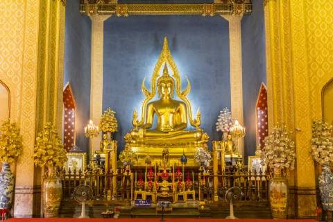 The famous Golden Buddha image at Wat Benchamabophit Marble Temple in ...