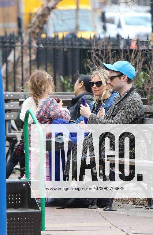 Actors Tom Sturridge And Sienna Miller Take Their Daughter Marlowe Sturridge To A Park In The West