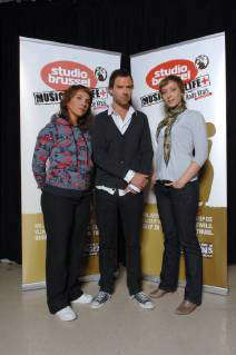 BRUSSELS, BELGIUM: Studio Brussel radio presenters Sofie Lemaire ...