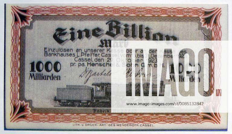 One Billion Mark Note. December 1923. The hyper-inflation that followed ...