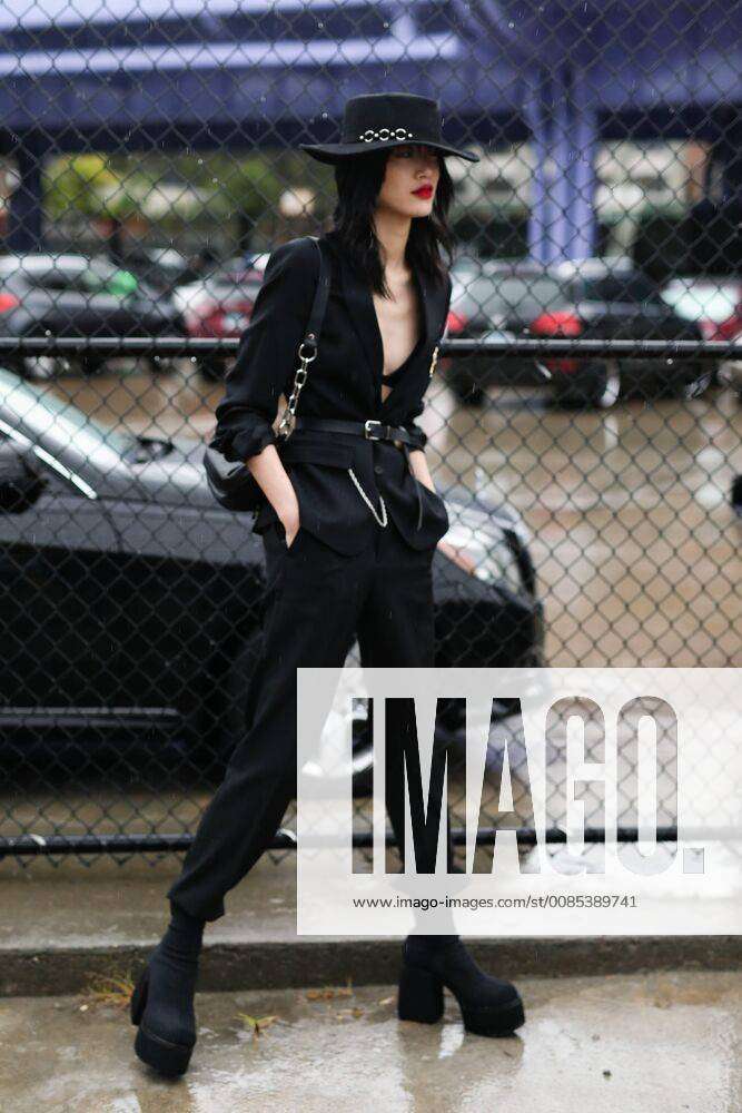 Model Sora Choi walking on the street outside the BOSS show during New York  Fashion Week 