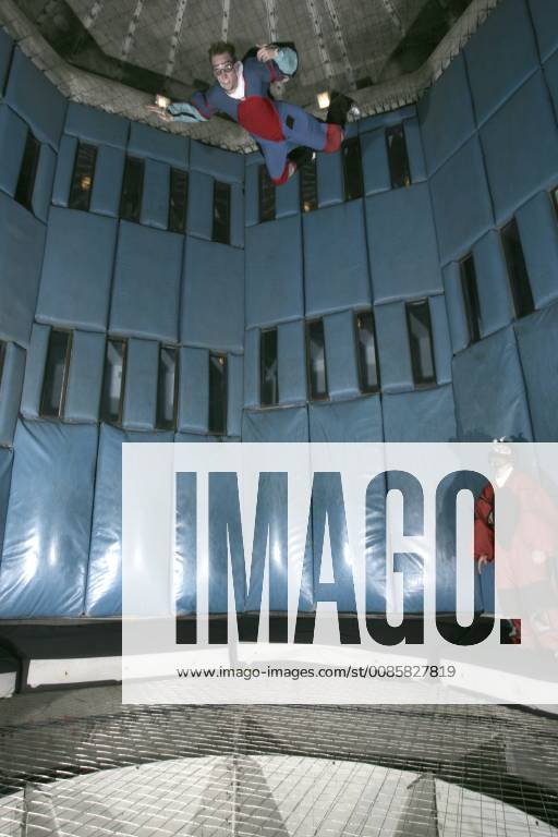 LAS VEGAS, NV APRIL 15 Two indoor skydiving instructors during a