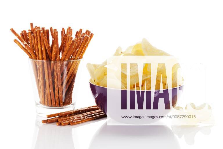 Chips and pretzel sticks Y