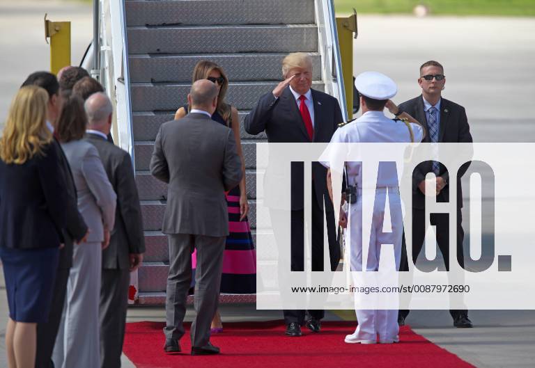 Arrival of US President Donald Trump and his wife First Lady Melania ...