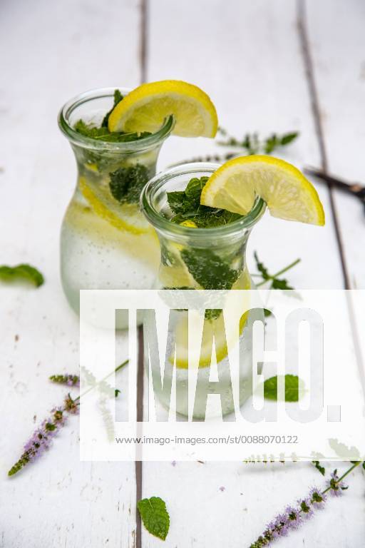 Infused water with mint and lemon, detox