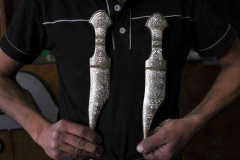 Amman, Jordan - Zaid Mohisan, the fifth generation of Jordanian dagger ...