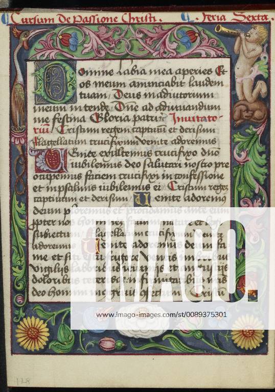 Decorated Text Page Strasbourg France Early 16th Century Tempera