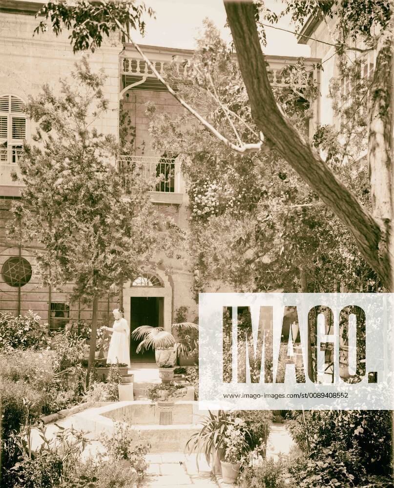 Mrs. Spafford in American Colony courtyard. 1898, Jerusalem, Israel Y