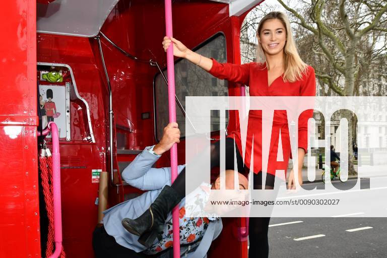 Simon Gross and Lilly Douse attend the Celeb Bri Tea On The Bus