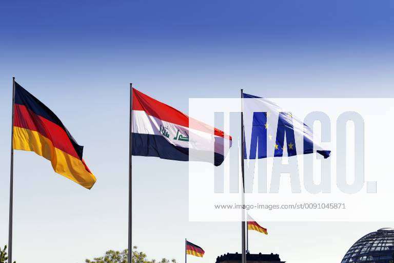 Germany and EU and Iraqi flag 2019 04 30 Berlin Germany Flag