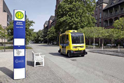 04 09 2018 Berlin Germany Photo Electrically powered driverless minibus ...