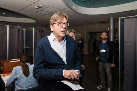 European parliament member for Open Vld Guy Verhofstadt and his wife ...