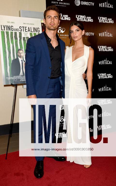 Theo James and Emily Ratajkowski arriving at the screening of Lying and ...