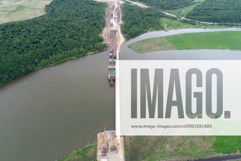 Primorye Rivers PRIMORYE TERRITORY, RUSSIA - : A bird s eye view of the construction ...
