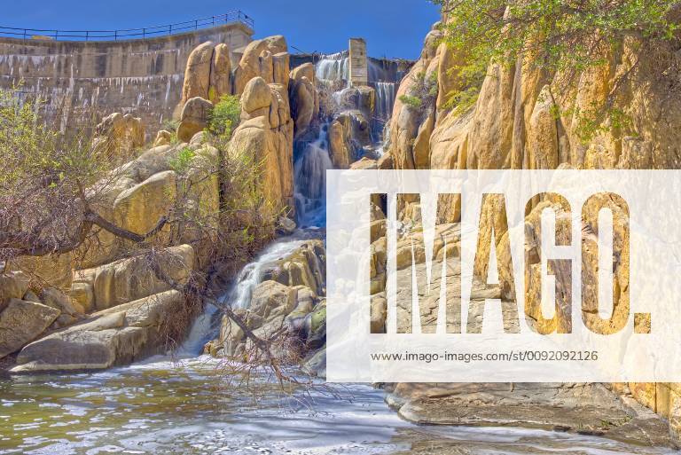 The Watson Dam Spillway, the small dam holds back Watson Lake in