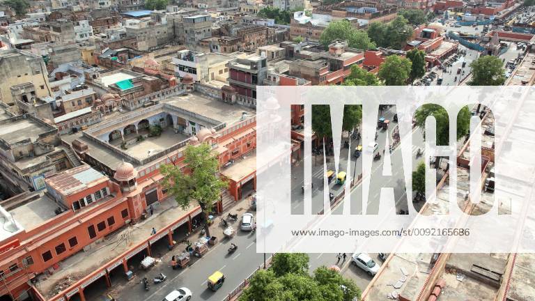 JAIPUR, INDIA - JULY 7: A bird s eye view of walled city from the ...