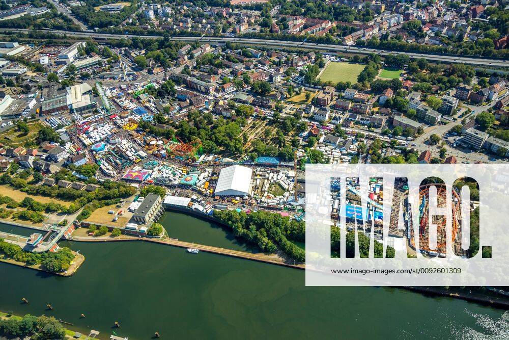 Aerial photo of the Cranger Kirmes 2019 in Herne, overview with Rhein ...