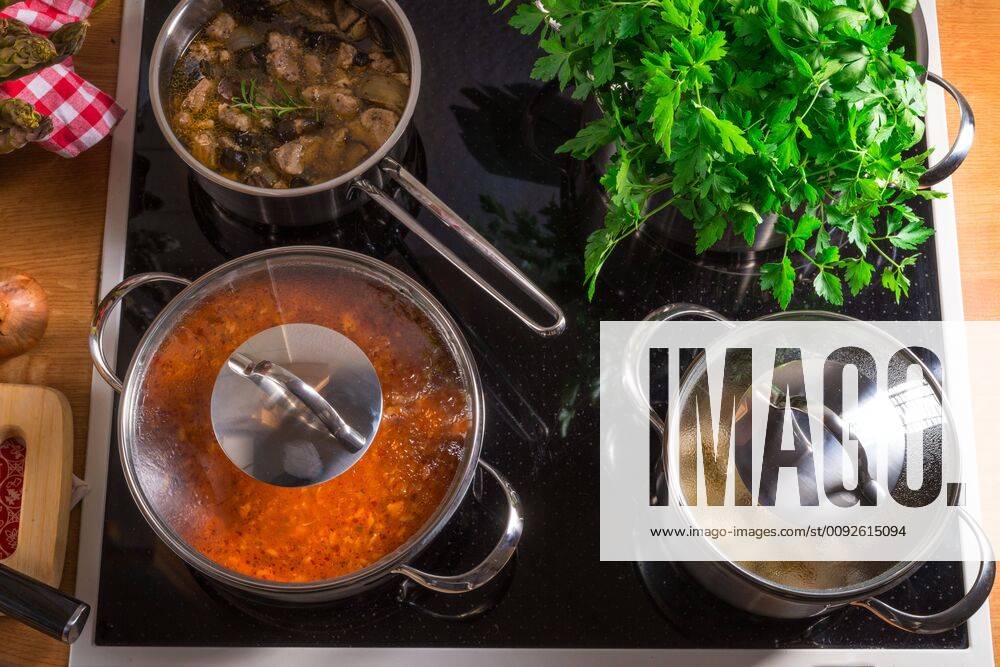 Cooking pots on the stove