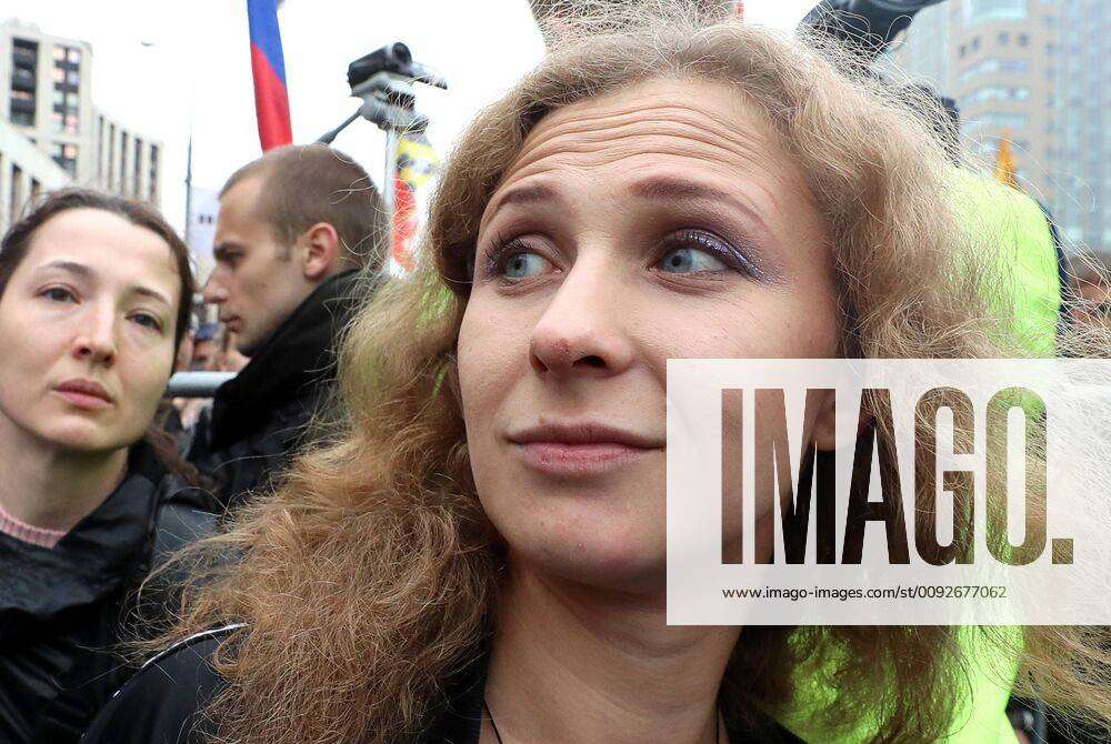 Moscow Russia August 10 2019 A Member Of The Feminist Protest