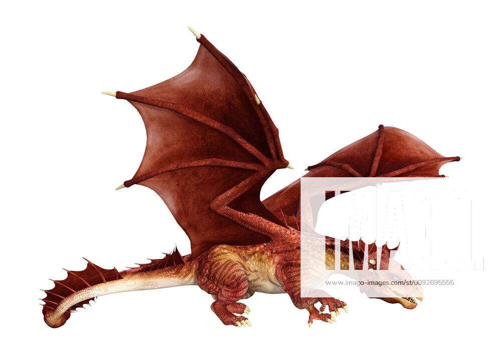 3D Rendering Fairy Tale Dragon on White Y