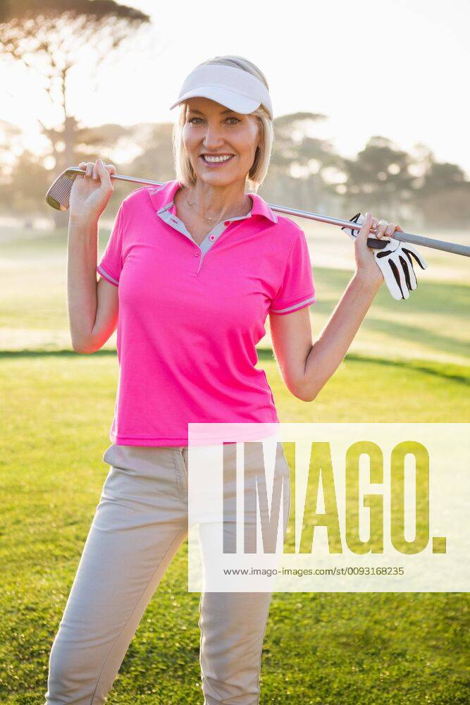 Woman Golfer Posing With Her Golf Clubmodel Released Symbolfoto