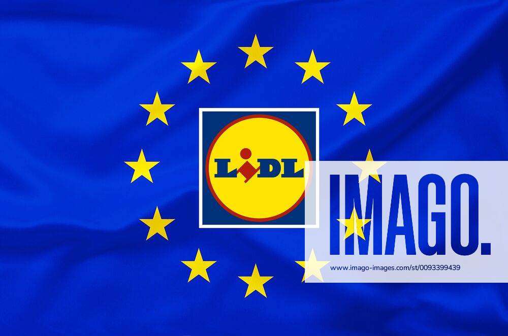 EU-Flagge mit Lidl-Logo, Europa EU flag with Lidl Logo, Lidl in