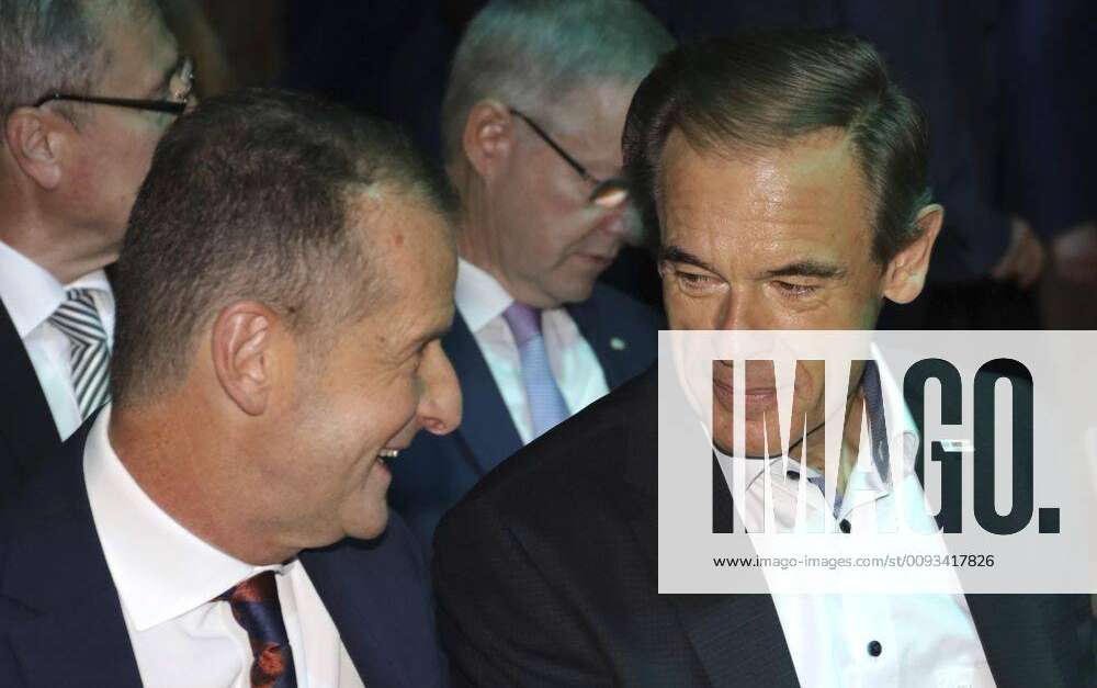 Herbert Diess and Volkmar Denner at the opening of the International ...
