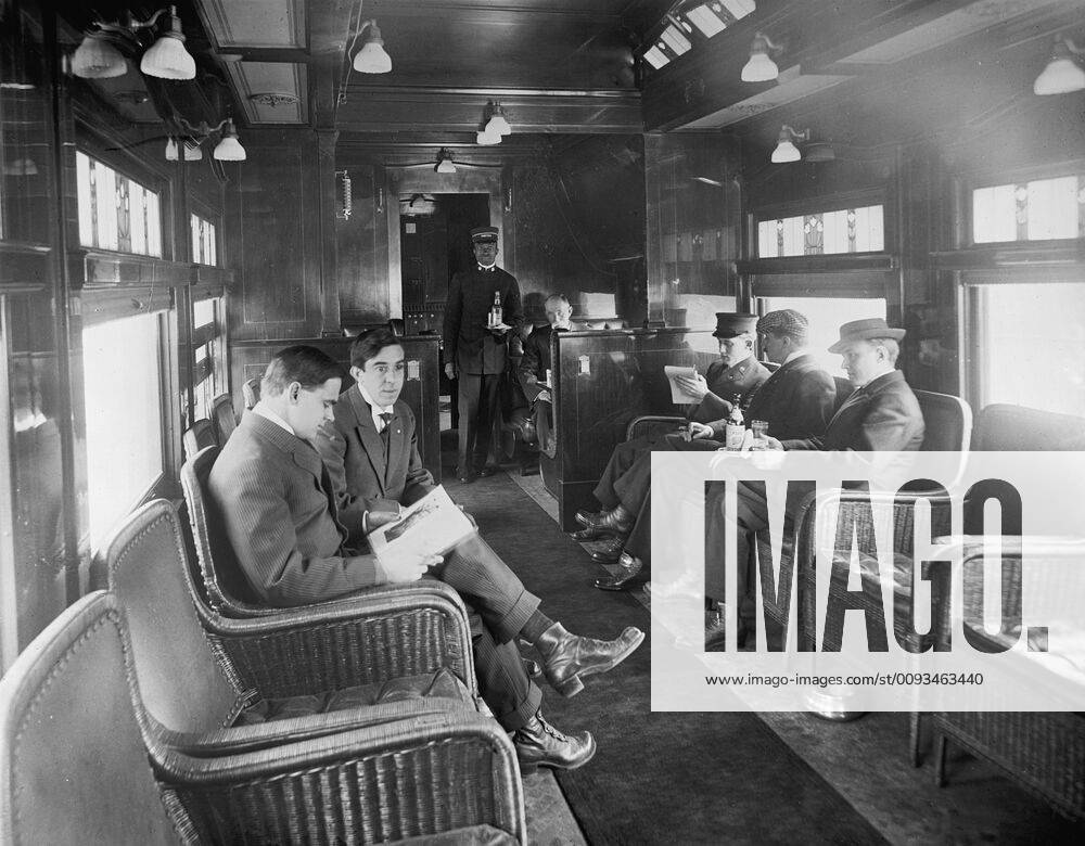 Group of Men Traveling in Buffet Library Car on Deluxe Overland Limited ...