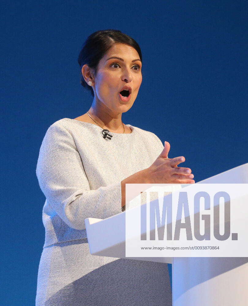 Conservative Party Conference Home Secretary Priti Patel delivers her ...