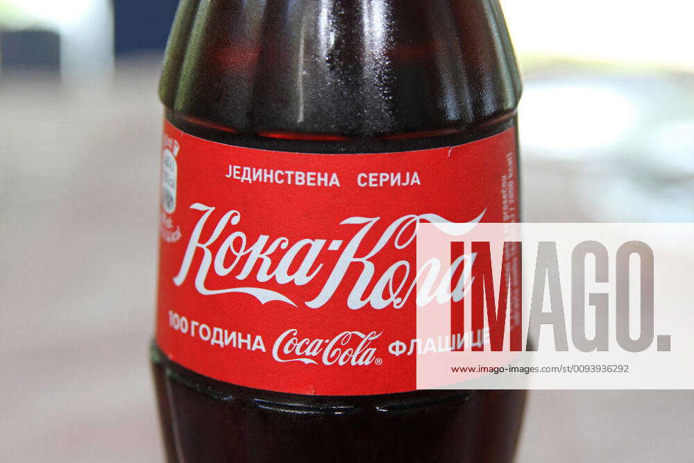 Close-up of label of small glass bottle of Serbian Coca-Cola caled Koka ...