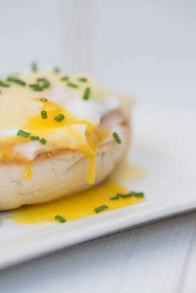 Eggs Benedict Toasted English Muffins Ham Poached Eggs And Delicious ...