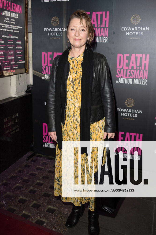 Lesley Manville seen arriving for the Press night of Death Of A