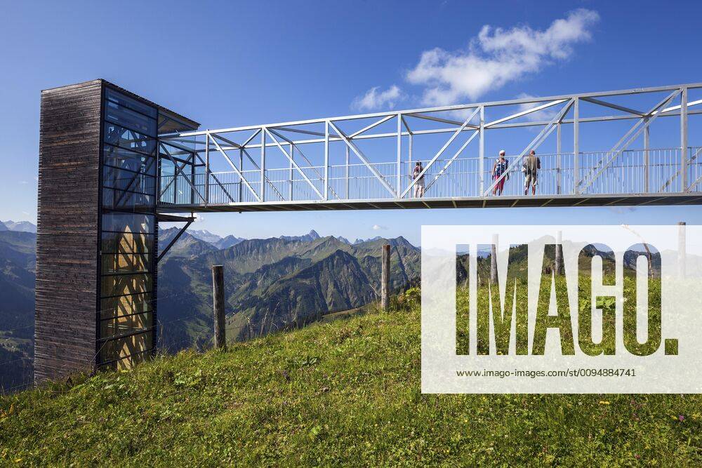 Glass panorama lift at the Walmendingerhornbahn mountain station ...