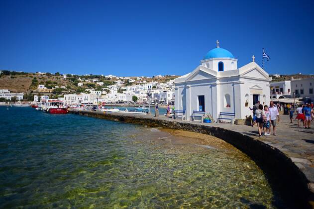 Agios Nikolakis (Saint Nicholas) orthodox church in Mykonos town ...