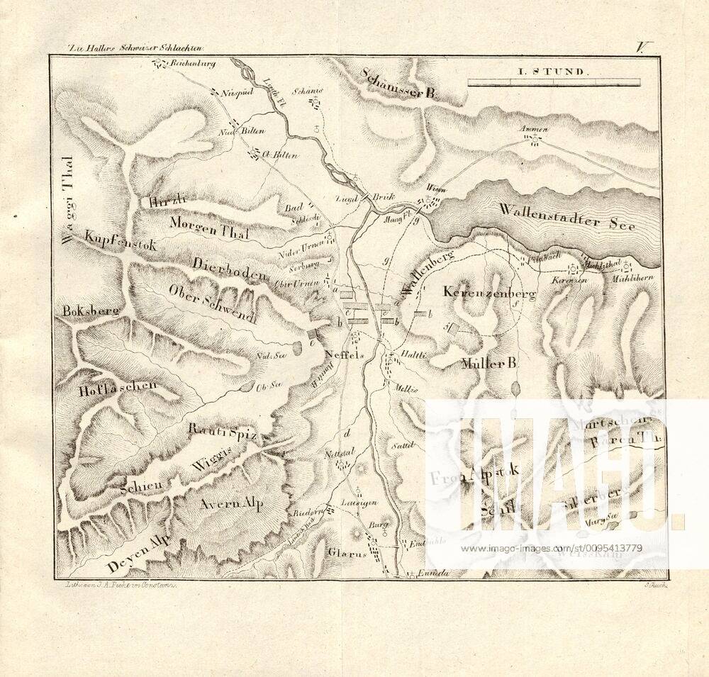 The Battle of Näfels on April 9, 1388, Map of the Battle of Näfels ...