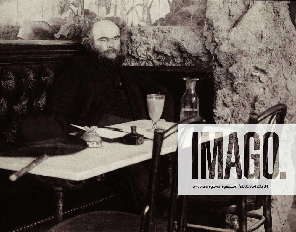 VERLAINE P Biography Portrait of Paul VERLAINE over a glass of absinthe ...