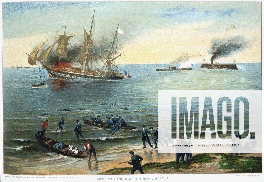 Secession War Naval battle of Hampton Roads between the Monitor and