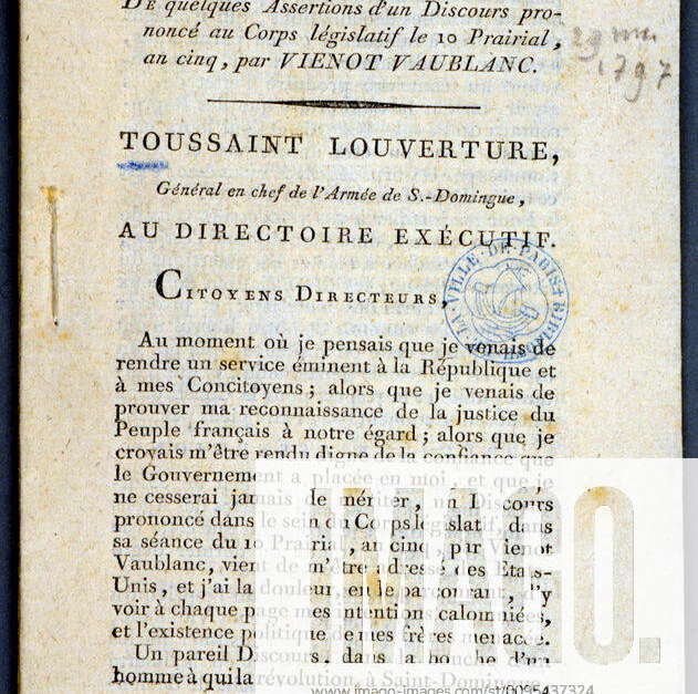 TOUSSAINT LOUVERTURE Rebuttal of some assertions of a speech delivered ...