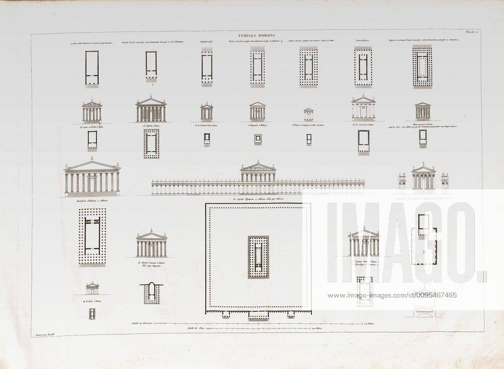 Roman temples 1, Plans and elevations of various Roman temples, Signed ...