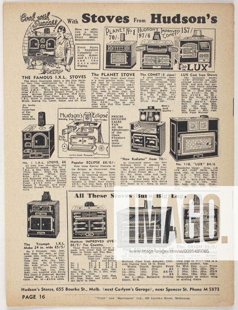 Price List Hudson s Stores, Melbourne, Victoria, Oct 1940, Price list