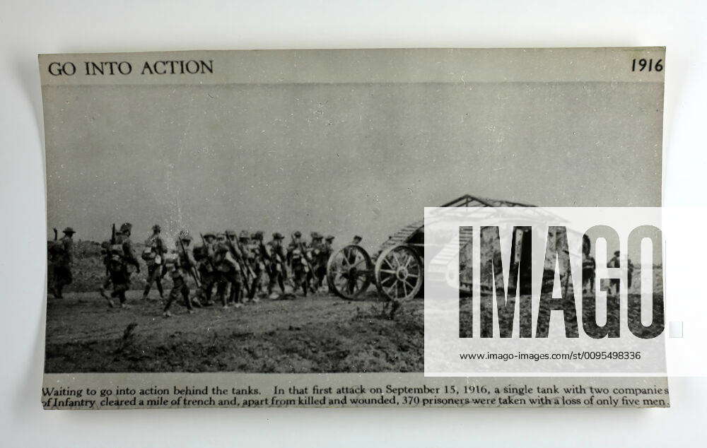 Photograph - Group of Infantrymen & Mk I Tank, Battle of Flers ...