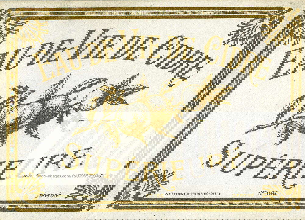EAU DE VIE Upper cider brandy Anonymous illustration for an aperitif label around 1900 Credit