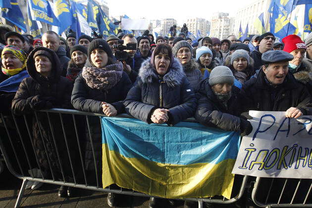 Red Rall Ukraine Kiev, Ukraine: People attend a rally Red lines for President Zelensky ...