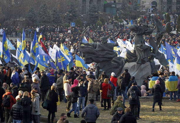 Red Rall Ukraine Kiev, Ukraine: People attend a rally Red lines for President Zelensky ...
