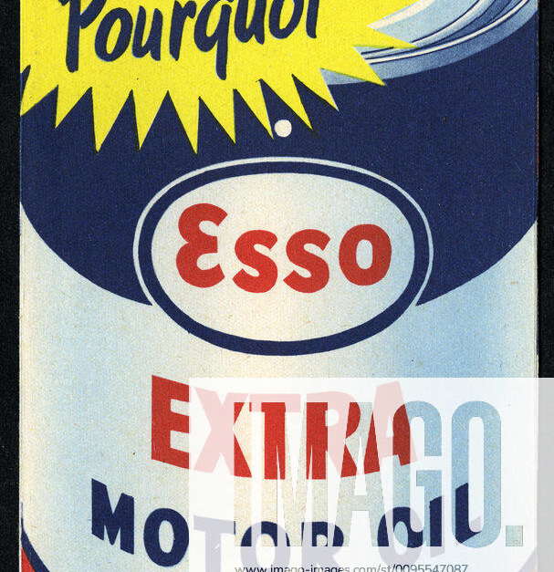 OIL ADVERTISEMENT 30s Advertising card circa 1935 for ESSO motor oil ...