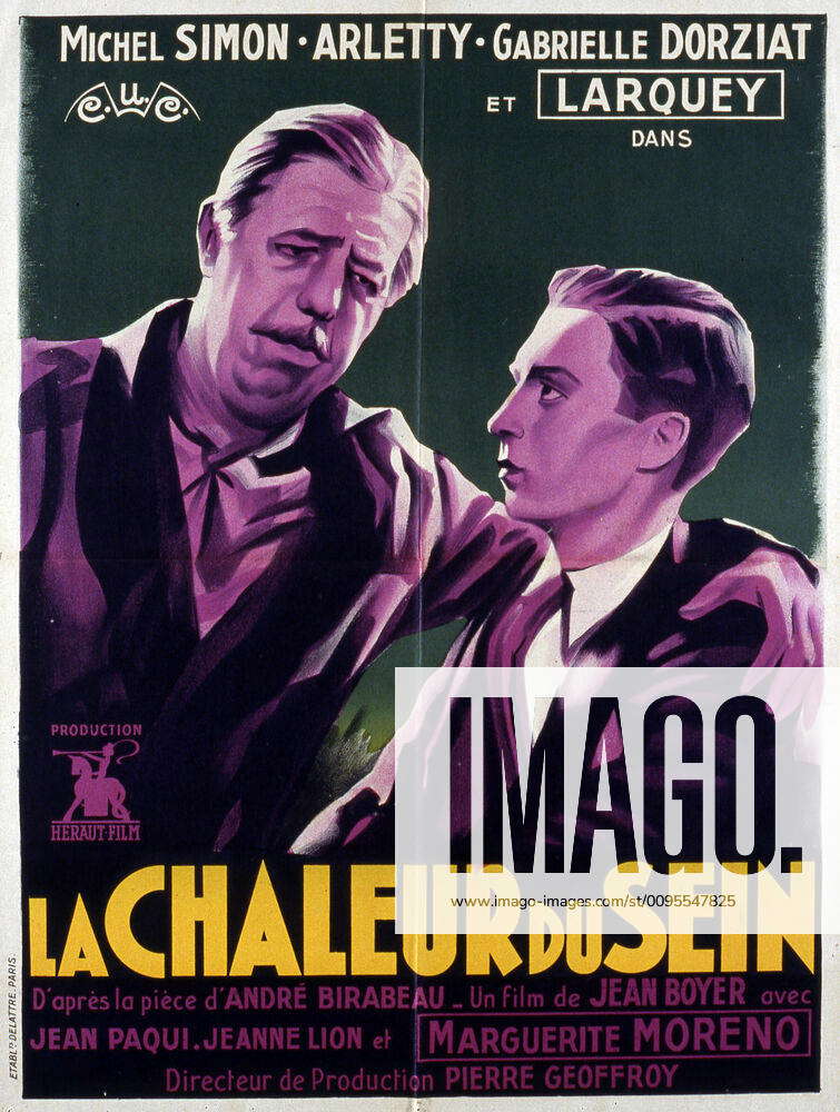 CINEMA La chaleur du sein Film poster made in 1938 by Jean BOYER 1901 ...