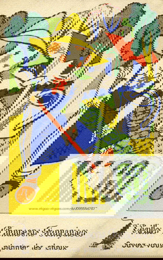 CHILD SONG Old French songs Know how to plant your cabbage Advertising card for the household