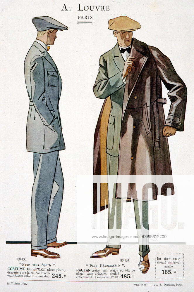 FASHION 1920s Mens fashion catalogue page of 1925 from the Louvre store ...