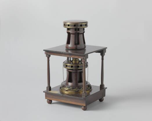 Model of a Double Capstan, Model of a double capstan in a wooden frame ...