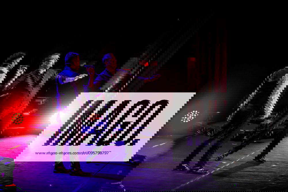 Italian comedians duo Pio e Amedeo on stage Pio e Amedeo is a duo of